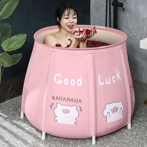 Foldable Adult Bath Tub Full Body Bathtub Nylon Cloth Baby Swimming Pool Insulated Folding Bath Barrel Bathroom Products ► Photo 1/6