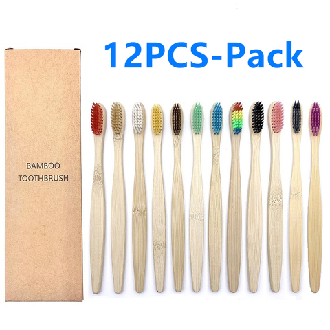 10/12PCS Colorful Toothbrush Natural Bamboo Tooth brush Set Soft Bristle Charcoal Teeth Eco Bamboo Toothbrushes Dental Oral Care ► Photo 1/6