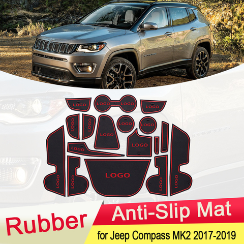 for Jeep Compass 2017 2022 MK2 Rubber Anti-slip Mat Door Groove Cup Phone Pad Gate Slot Coaster Interior Car Accessories ► Photo 1/6