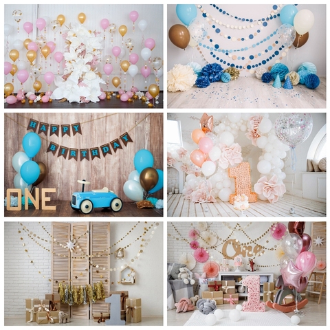 Laeacco Balloon Birthday Party Stage Royal Decor Family Shoot Photocall Baby Child Photography Background Photographic Backdrop ► Photo 1/6