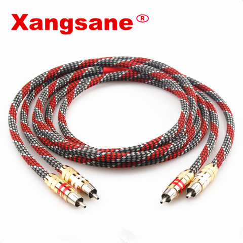 Xangsane Hifi lava red RCA audio signal cable 4N OFC silver plated audio cable male to male audio cable 2RCA-2RCA signal cable ► Photo 1/6