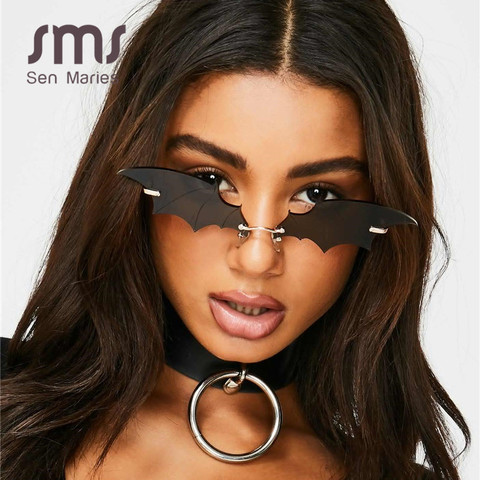 2020 New Fashion Bat Sunglasses Women Luxury Style Vintage Mirror Rimless UV400