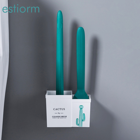cactus Toilet Brush and Holder Set Plastic long Handle Toilet Bowl Cleaner Brush for Bathroom toilet cleaning brush Wall mounted ► Photo 1/6