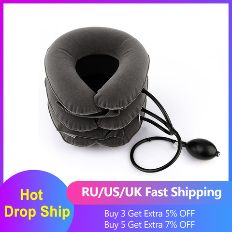 Hot Drop Ship Inflatable Air Neck Traction Apparatus Device Soft Neck Cervical Collar Pillow Pain Stress Relief Neck Stretcher ► Photo 1/6