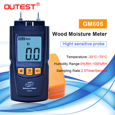 Digital LCD Display Wood Moisture Meter Humidity Tester Timber Damp Detector portable wood moisture meter GM605 ► Photo 1/6