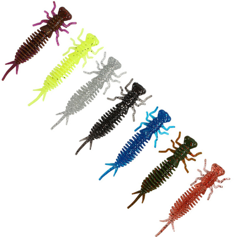 10pcs/8pcs Hot Sale Larva Soft Bait 5.5cm/7.5cm/10cm Trout Bass Perch Panfish Fishing Insect Imitation Lures Dragonfly Nymph ► Photo 1/6