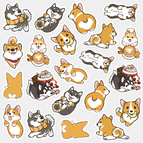 Cute Husky Corgi Pet Dog  Decorative Washi Stickers Scrapbooking Stick Label Diary Stationery Album Stickers ► Photo 1/5