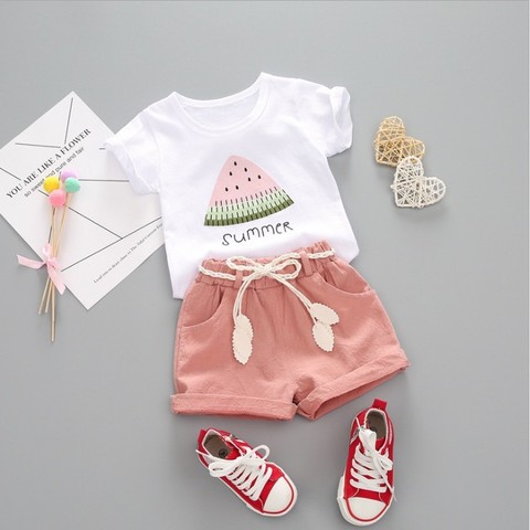 BibiCola summer girls clothing set 2pcs tracksuit children cotton suit kids cartoon outfits short sleeve baby girls clothes sets ► Photo 1/6