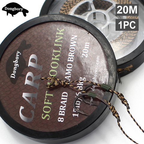 20M 8 Strands Carp Fishin Line Soft Hooklinks Hair Braid Camo Brown Hook Link Carp Rig Wire Fishing Hook Rigs Tackle Accessoires ► Photo 1/6