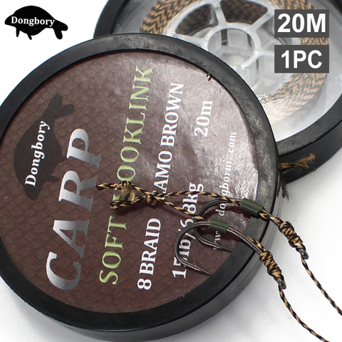 20m Carp Fishing Line Soft Carp Wire Hook Link Green 8 Strand