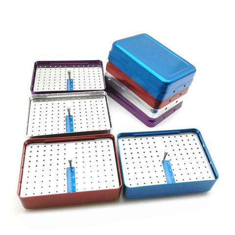 NEW 120 Holes Dental Endo File Bur Holder Block Autoclave Sterilizer Case Disinfection Box with Ruler ► Photo 1/6