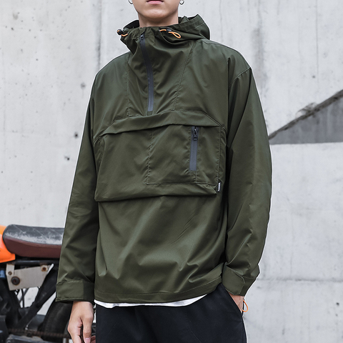 Summer Bomber Jacket Men Pullover Jackets Windbreaker Thin Coat Fashion Causal Army Green Hooded Pilot Coats Loose Outerwear ► Photo 1/6