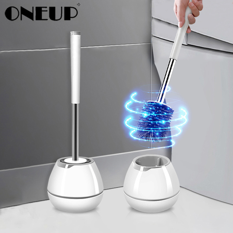 ONEUP TPR Soft Silicone Toilet Brush With Hide Tweezers Toilet Bowl Brush and Holder Set Cleaning Tool Bathroom Accessories Set ► Photo 1/6