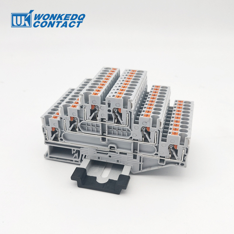 Din Rail Terminal Block PT2.5-3L Electrical Wiring Connector Triple Layer Spring Connection Conductor 10pcs Terminal Strip Block ► Photo 1/6