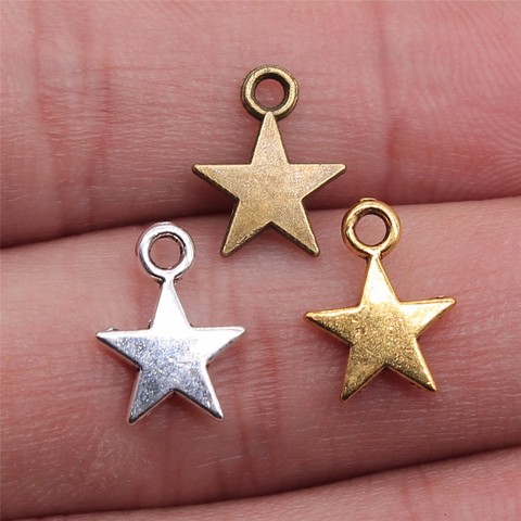 40pcs 11x8mm 3 Colors Antique Gold Antique Bronze Tiny Star Charm Star Pendant lot For Jewelry Making ► Photo 1/4