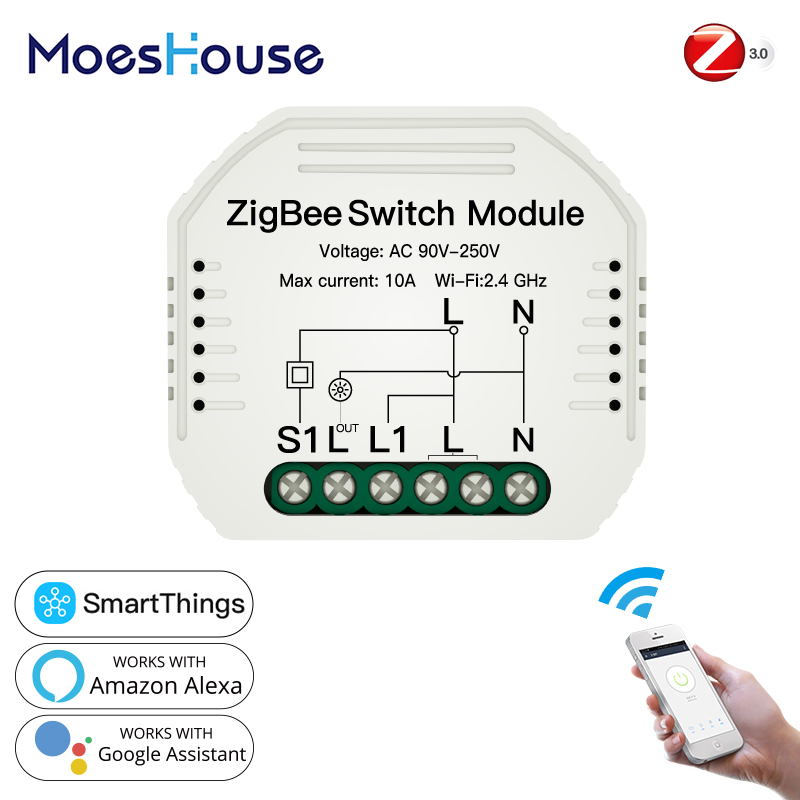 MoesHouse WiFi Smart Light Wall Switch Socket Outlet Push Button DE EU  Smart Life Tuya Wireless Remote Control Work with Alexa Google Home