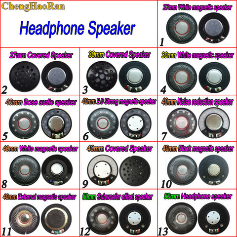 27/30/40/50 mm Headphone Speaker Unit With Cap White/Black Magnetic Headset Driver Full Range Noise reduction diy hifi Speakers ► Photo 1/1