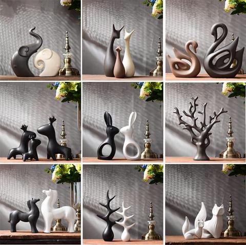 Simple Modern Ceramic Figurines Livingroom Ornament Home Furnishing Decoration Crafts Office Coffee Accessories Wedding Gift ► Photo 1/5