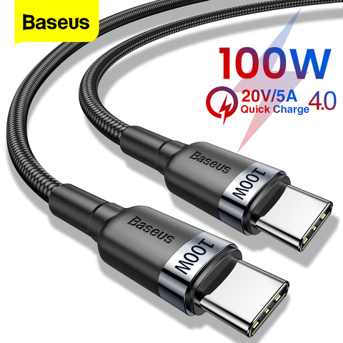 Baseus PD 100W USB C To Type C Cable Quick Charger 4.0 Type C Cable For Xiaomi Mackbook Pro Samsung S20 Ultra Data Cable Cord ► Photo 1/6