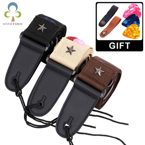 Adjustable Cotton Electric Guitar Strap Belt for Acoustic Guitar Bass with 3 Picks 1 Strap Holder Button Guitar Accessories GYH ► Photo 1/6