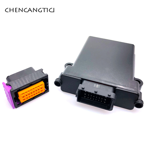 1 set 24 pin way plastic automotive ecu pcb enclosure box case with mating male and female fci connectors ► Photo 1/6