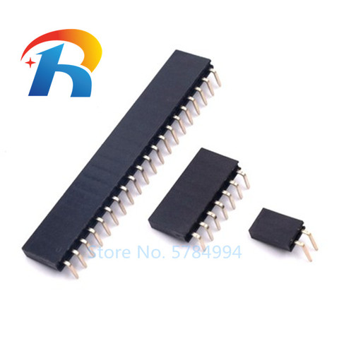 10PCS 1X2/3/4/5/6/8/10/40 Pin Single Row Right Angle Female Pin Header 2.54MM Pitch Strip Connector Socket ► Photo 1/2