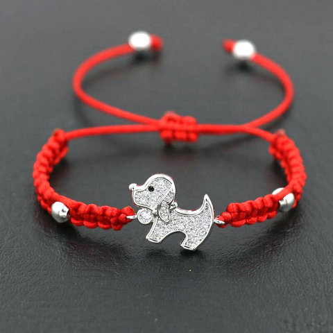 Lovely Lucky Inlay Zircon Rhinestone Litte Dog Bracelet For Boy Girl Red Thread Rope Line Bracelets Women Lovers' Jewelry Gift ► Photo 1/6