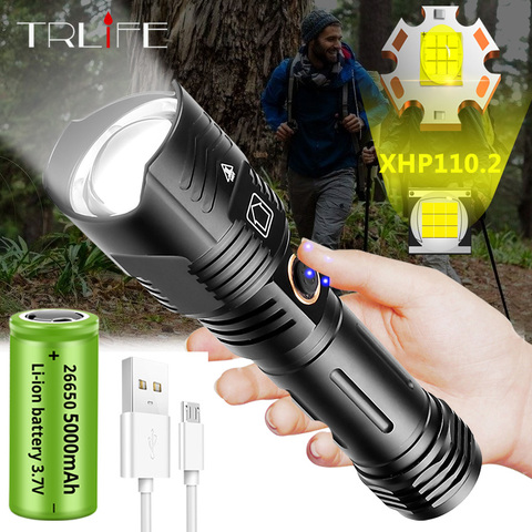 New XHP110.2 Super Bright LED Flashlight Waterproof Tactical Flashlight Powered By 5000mAh 26650 Battery XHP70 XHP90 Torch Lamp ► Photo 1/1