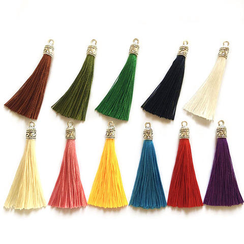10Pcs/Lot 6cm Small Silk Tassel Earrings pendant Charms Crafts Silver End Caps Tassels Brush For DIY Jewelry Making Accessories ► Photo 1/6