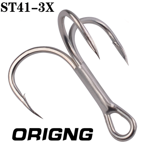 ST41-3X 20pcs/bag Fishing Hooks High Carbon Steel Treble Hooks Silver Super Sharp 2# 4# 6# 8# 10# 12# High Strength Hooks Tackle ► Photo 1/6