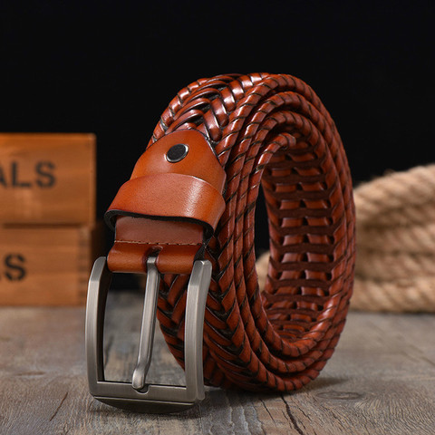 New Braided Belt for Men's Woven Belt Luxury Genuine Leather Cow Straps Hand Knitted Designer Men for Jeans Girdle Male Belts ► Photo 1/6