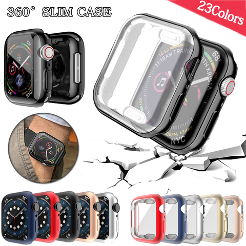 Watch Cover case For Apple Watch series 6 5 4 3 2 1 case 42mm 38m 40mm 44mm Slim TPU case Screen Protector for iWatch 6 5 4 44mm ► Photo 1/6