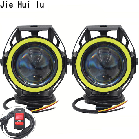 2x 125W U7 LED Motorcycle Angel Eyes Headlight DRL Spotlights Auxiliary Bright LED Bicycle Lamp Accessories Car Work Fog Light ► Photo 1/5