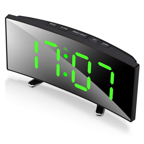 Digital Alarm Clock 7 Inch Curved Dimmable LED Sn Electronic Digital desktop Clock for Kids Bedroom Large Number Table Clock ► Photo 1/6