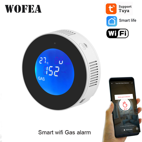 Tuya Wifi Smart Natural Gas Alarm Sensor Combustible Gas Leak Detector LCD Display Smart Life App message push auto close valve ► Photo 1/4