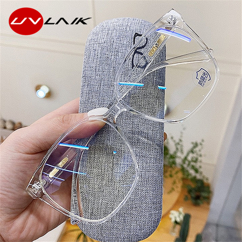 UVLAIK Fashion Transparent Optical Glasses Frame Blue Light Blocking Glasses Flexible Vision Care Computer Eyeglasses Frames ► Photo 1/6