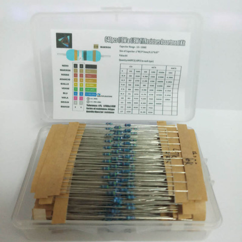 640pcs 64 Values 1R - 10MR 1/8W 1% 0.125W Metal Film Resistors Assorted Kit Set ► Photo 1/2