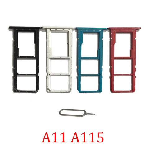 Phone SIM SD Card Trays For Samsung Galaxy A11 A115F A115M A115 Original Phone SIM Chip Card Slot Holder Part With Pin ► Photo 1/1