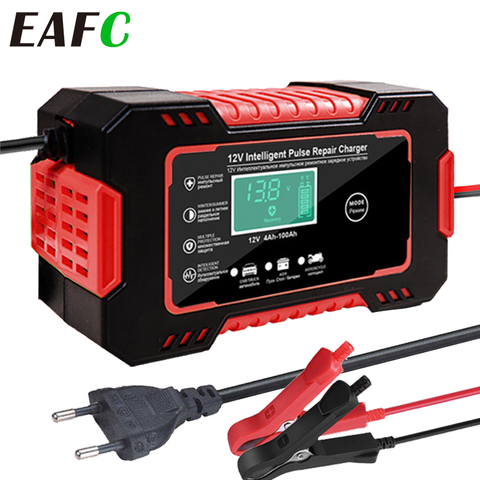 EAFC Full Automatic Car Battery Charger 12V 24V Digital Display Battery Charger Power Puls Repair Chargers Wet Dry Lead Acid ► Photo 1/6