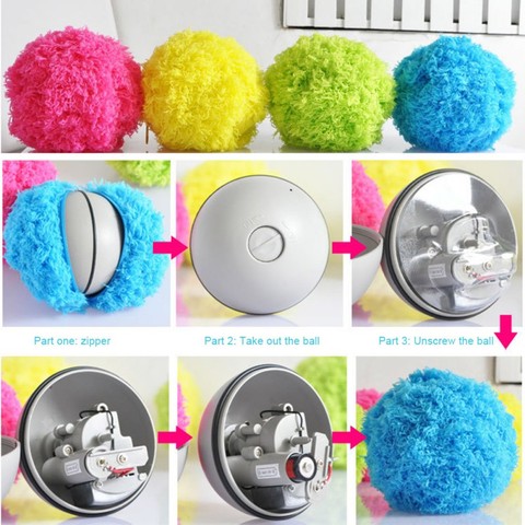 Pet Toy Balls Soft Interactive Cat Dog Automatic Vacuum Dust Removal Toy Packaging With 4 Fur Covers Pet Cat Cleaner Robot Plush ► Photo 1/1