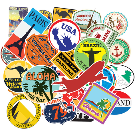 10/30/50PCS Mixed Travel Graffiti Stickers Motorcycle Phone Luggage Phone Guitar Fridge Laptop PVC Waterproof DIY Cool Stickers ► Photo 1/6