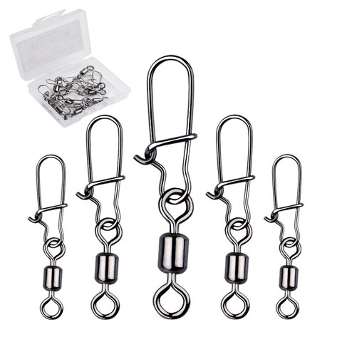 10PCS Pike Fishing Accessories Connector Pin Bearing Rolling Swivel Stainless Steel Snap Fishhook Lure Swivels Tackle with Box ► Photo 1/6