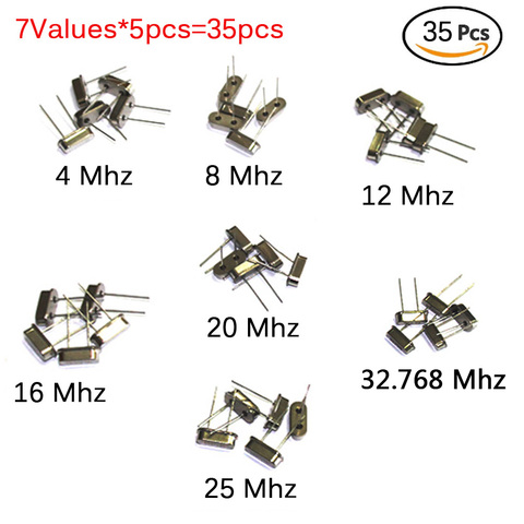 hc-49s Crystal Oscillator electronic Kit resonator ceramic quartz resonator hc-49 DIP 7 kinds X 5pcs 32.768 4 8 12 16 20 25 MHZ ► Photo 1/4