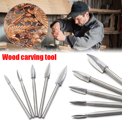 5PCS/Set Stainless Steel Wood Carving Engraving Drill Bit Milling Root Chisel Tool Hot Sale ► Photo 1/6