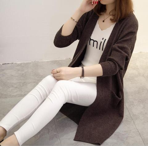 2022 winter new long design knitted women sweater female loose shrug ladies fashion casual warm hot cardigan comfortable jumper ► Photo 1/5