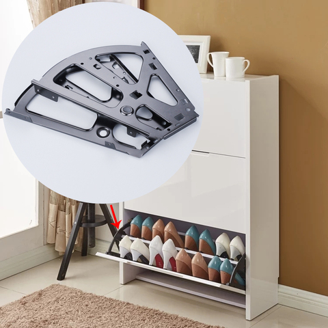 Myhomera Pair of Shoes Cabinet Hinges 1-3-Layer Flip Frame Metal Furniture Hinge Shoes Drawer Turing Rack Over Hidden Fittings ► Photo 1/6