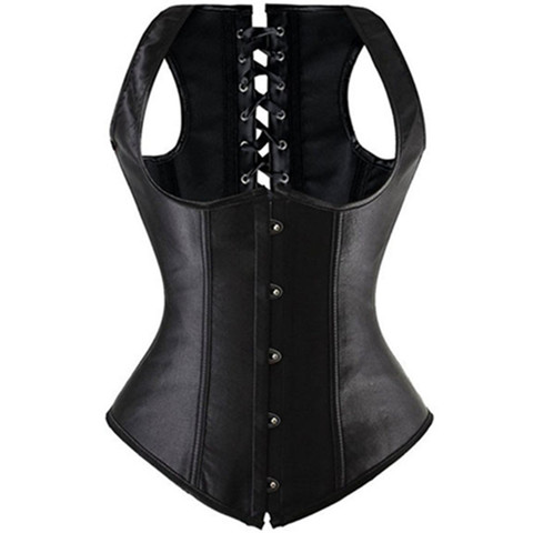 Black Satin Underbust Corset Vest Waist Trainer Cincher Spiral Steel Boned Bustier Top Busk Corselet Lacing-up Bustier S-6XL ► Photo 1/3