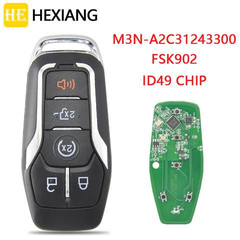 HE Xiang Car Remote Control Key For Ford Fusion Explorer edge Mustang 2013-2017 FCCID M3N-A2C31243300 FSK902 ID49 Promixity ► Photo 1/6