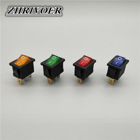 5Pcs KCD1 3Pin LED Light Boat Car Rocker Switch 6A/10A 250V/125V AC Red Yellow Green Blue 110V 220V ► Photo 1/6