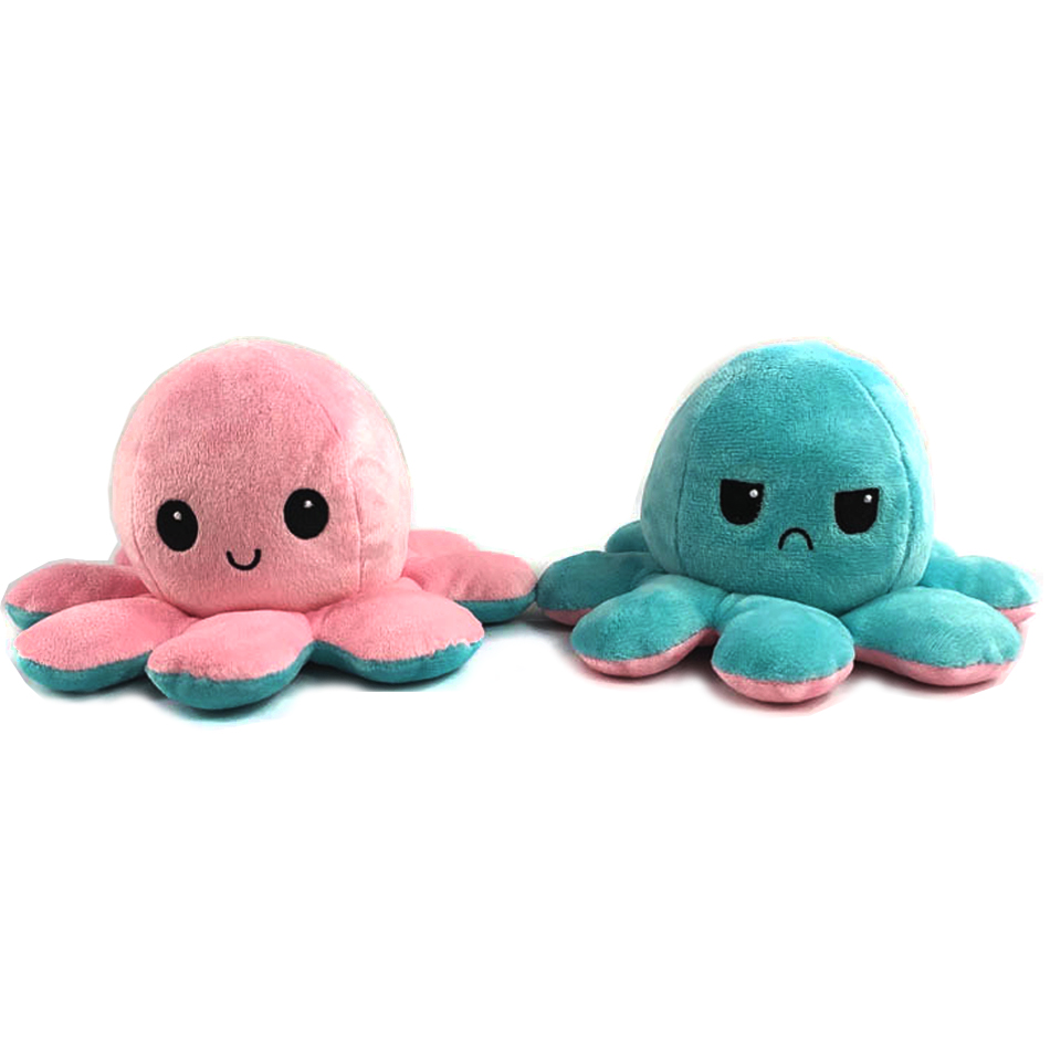 Reversible Octopus Plush Toys Double-sided Flip Octopus Happy Sad Doll Kids Gift 